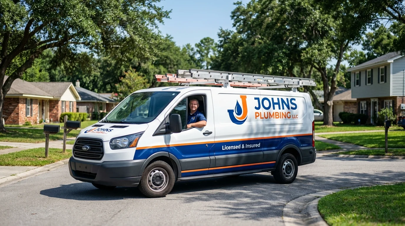 Johns Plumbing LLC service van in Belleville, PA